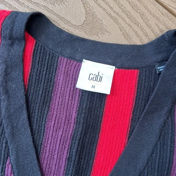 Cabi black purple, red button down cardigan style sweater top SZ M - Picture 5 of 9
